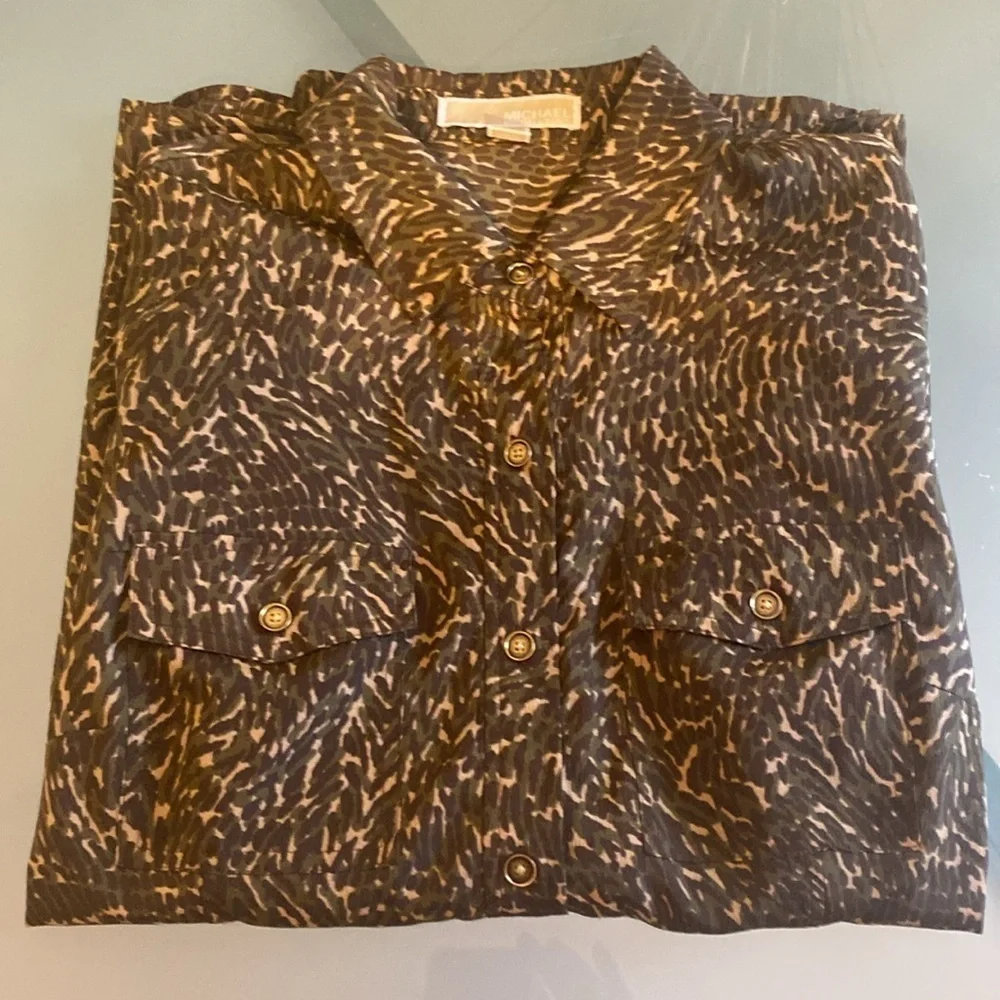 Michael Kors Animal Print Blouse Size 8